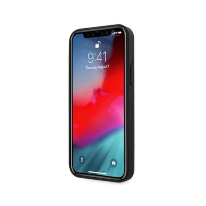 Dėklas BMW BMHCP12LRSWPK iPhone 12 Pro Max 6,7 Juodos spalvos/juodas deklas Odinis perforuotas