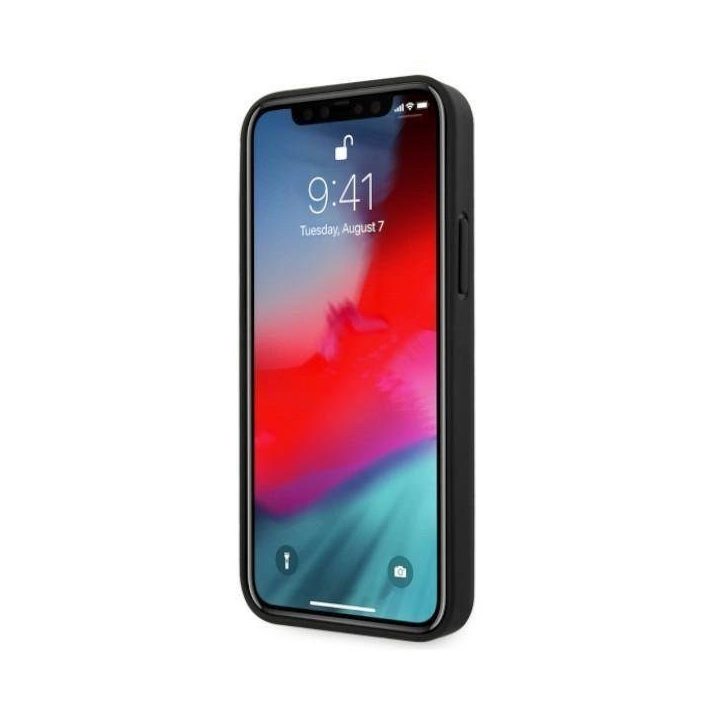 Dėklas BMW BMHCP12MRCDPK iPhone 12/12 Pro 6,1 juodos/juodos spalvos deklas odinis su įspaudais