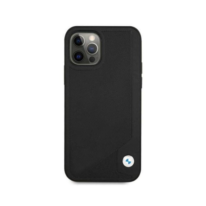 Dėklas BMW BMHCP12MRCDPK iPhone 12/12 Pro 6,1 juodos/juodos spalvos deklas odinis su įspaudais