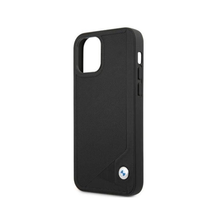 Dėklas BMW BMHCP12MRCDPK iPhone 12/12 Pro 6,1 juodos/juodos spalvos deklas odinis su įspaudais