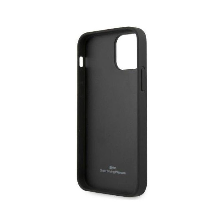 Dėklas BMW BMHCP12MRCDPK iPhone 12/12 Pro 6,1 juodos/juodos spalvos deklas odinis su įspaudais