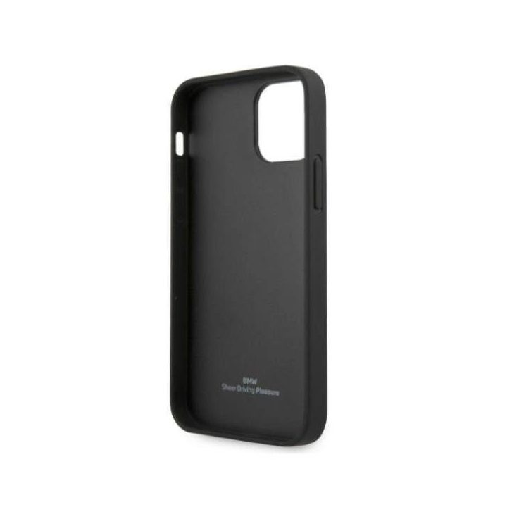 Dėklas BMW BMHCP12MRSCSK iPhone 12/12 Pro 6,1 juodas/juodas deklas Odinis perforuotas šonas