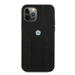 Dėklas BMW BMHCP12MRSPPK iPhone 12/12 Pro 6,1 juodas/juodas deklas Leather Curve Perforate