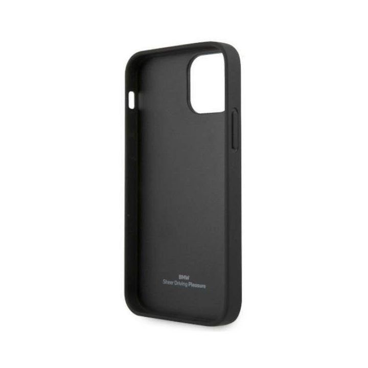 Dėklas BMW BMHCP12MRSPPK iPhone 12/12 Pro 6,1 juodas/juodas deklas Leather Curve Perforate