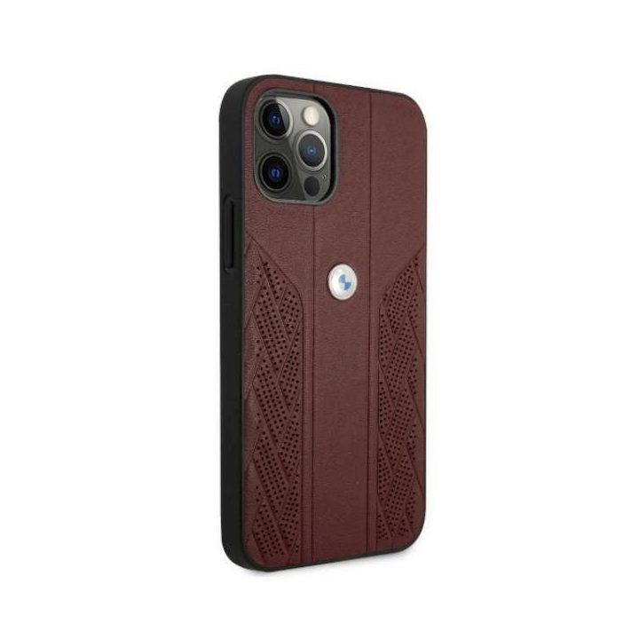Dėklas BMW BMHCP12MRSPPR iPhone 12/12 Pro 6,1 deklas Leather Curve Perforate