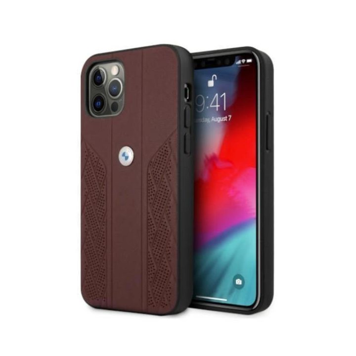 Dėklas BMW BMHCP12MRSPPR iPhone 12/12 Pro 6,1 deklas Leather Curve Perforate