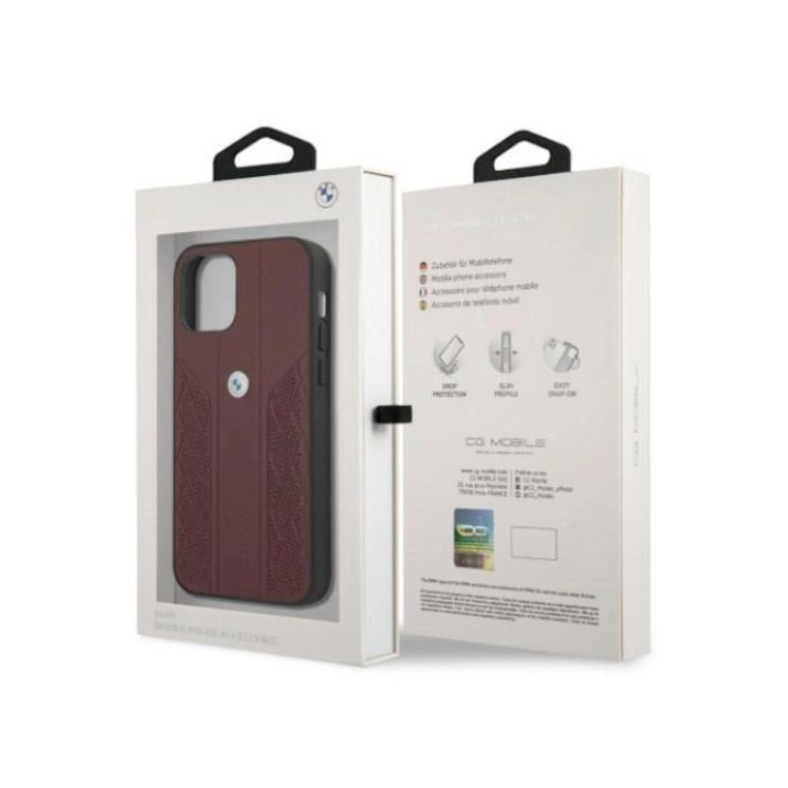 Dėklas BMW BMHCP12MRSPPR iPhone 12/12 Pro 6,1 deklas Leather Curve Perforate
