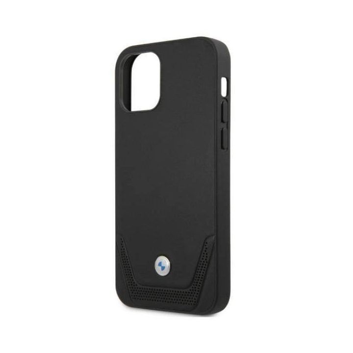 Dėklas BMW BMHCP12MRSWPK iPhone 12/12 Pro 6,1 juodas/juodas deklas Odinis perforuotas