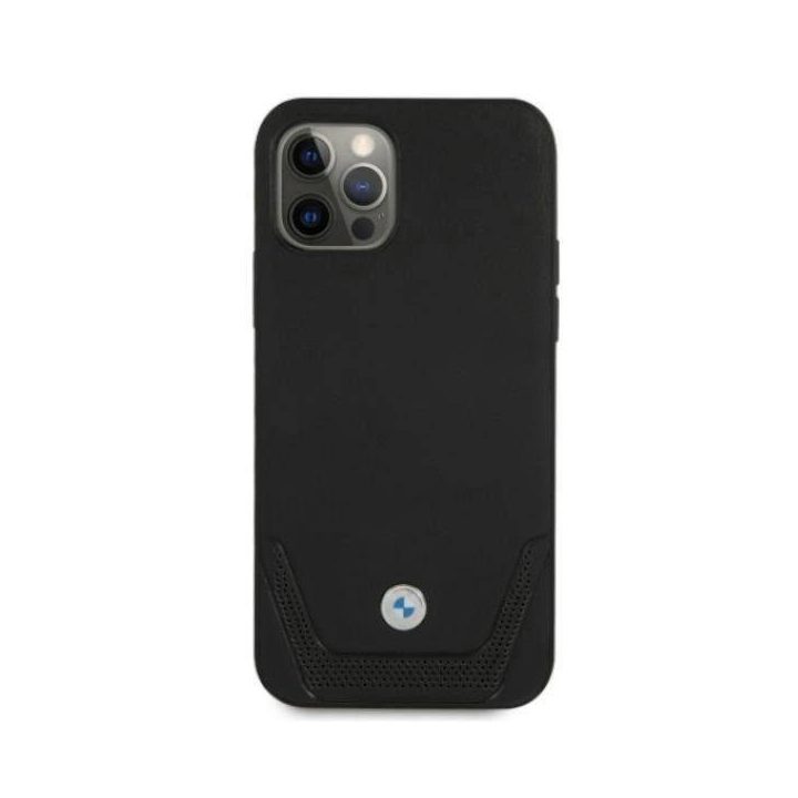 Dėklas BMW BMHCP12MRSWPK iPhone 12/12 Pro 6,1 juodas/juodas deklas Odinis perforuotas