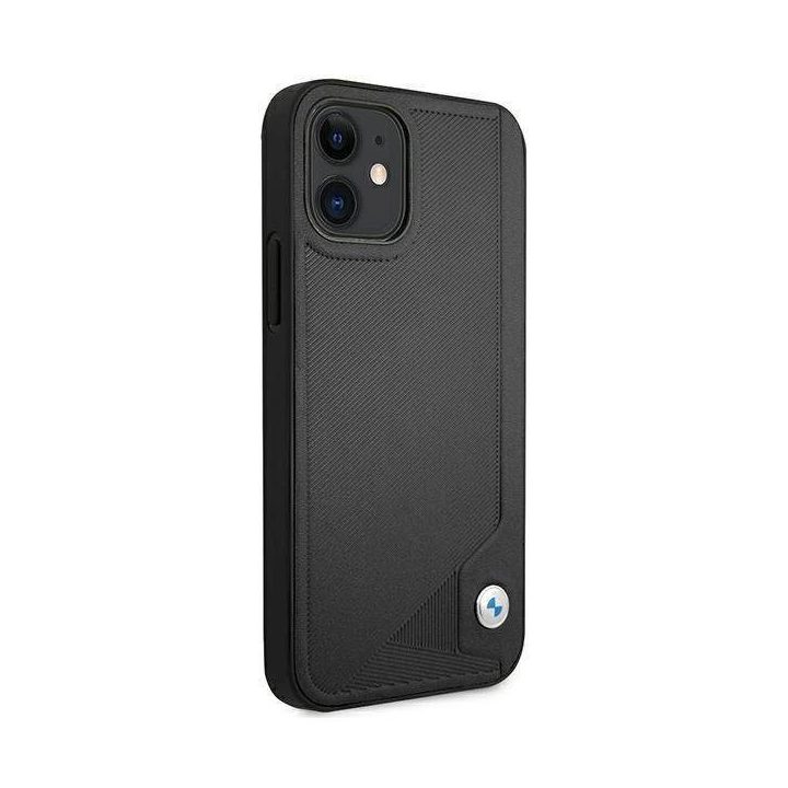 Dėklas BMW BMHCP12SRCDPK iPhone 12 mini 5,4 juodas/juodas deklas Odinis su įspaudais