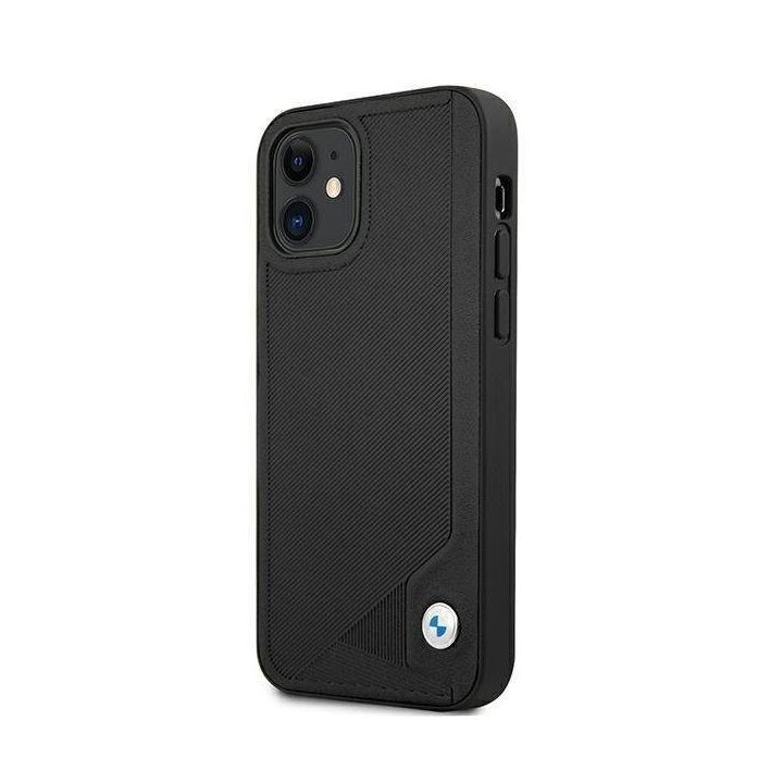 Dėklas BMW BMHCP12SRCDPK iPhone 12 mini 5,4 juodas/juodas deklas Odinis su įspaudais