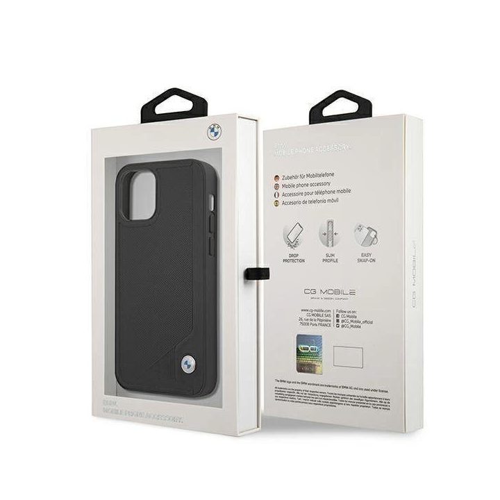 Dėklas BMW BMHCP12SRCDPK iPhone 12 mini 5,4 juodas/juodas deklas Odinis su įspaudais