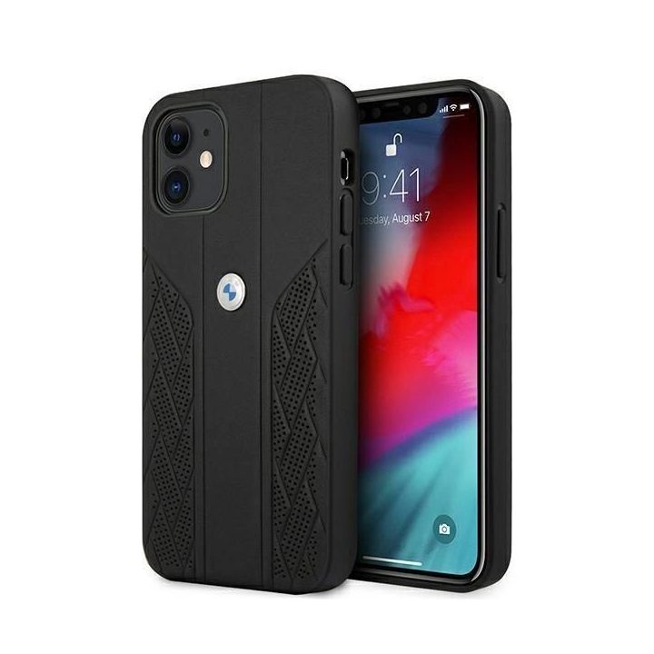 Dėklas BMW BMHCP12SRSPPK iPhone 12 mini 5,4 juodas/juodas deklas Leather Curve Perforate