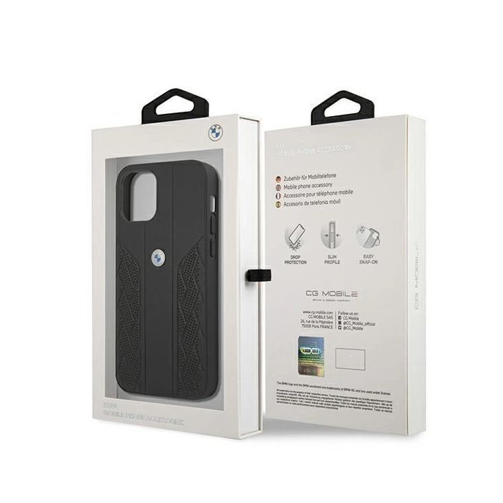 Dėklas BMW BMHCP12SRSPPK iPhone 12 mini 5,4 juodas/juodas deklas Leather Curve Perforate