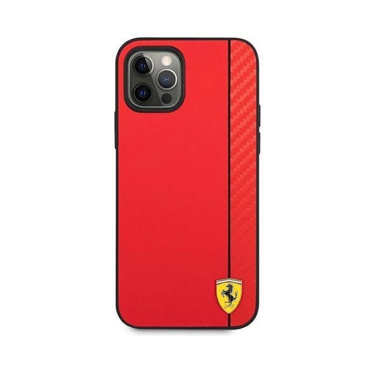 Ferrari FESAXHCP12LRE iPhone 12 Pro Max 6.7 raudonas/raudonas deklas On Track Carbon Stripe