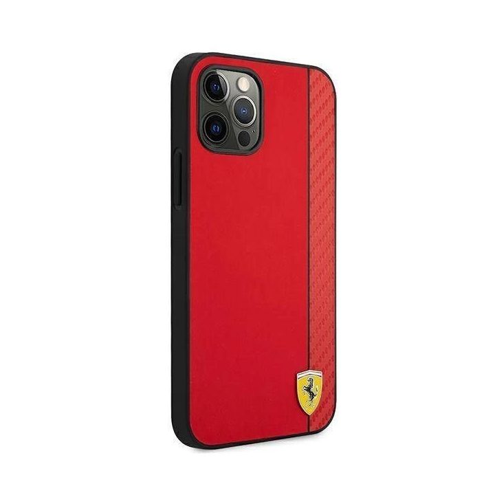 Ferrari FESAXHCP12LRE iPhone 12 Pro Max 6.7 raudonas/raudonas deklas On Track Carbon Stripe