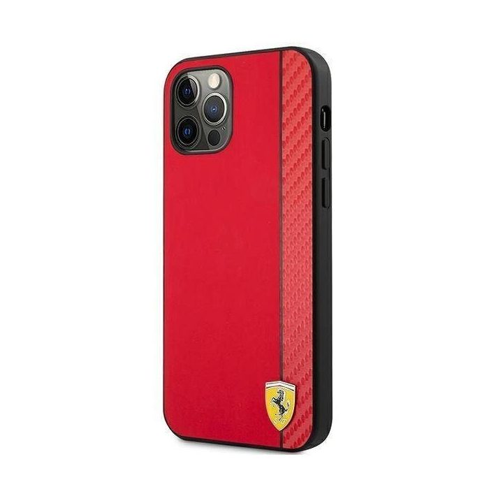Ferrari FESAXHCP12LRE iPhone 12 Pro Max 6.7 raudonas/raudonas deklas On Track Carbon Stripe