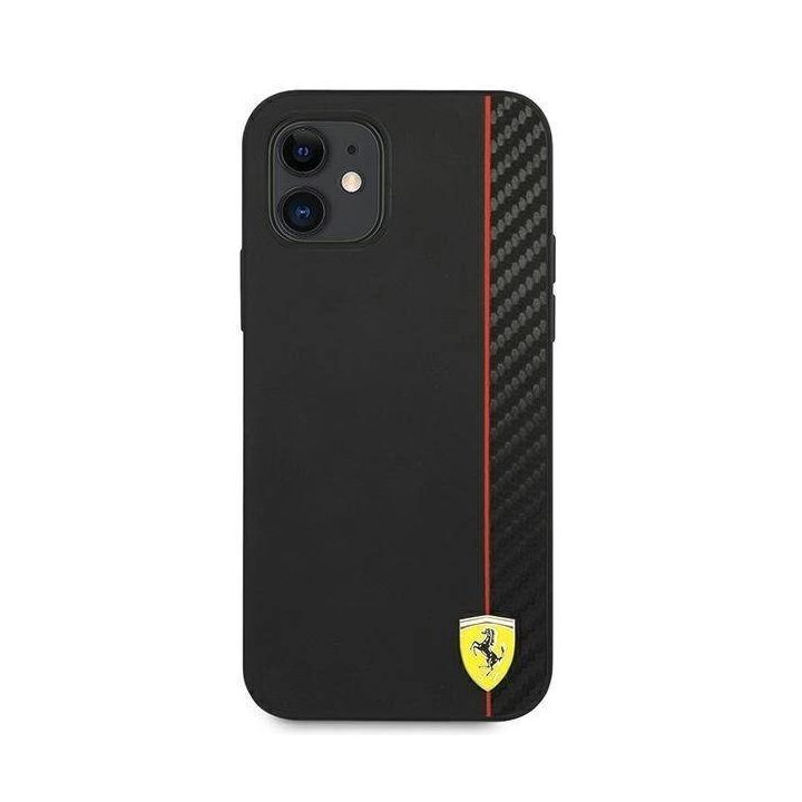 Ferrari FESAXHCP12SBK iPhone 12 mini 5.4 juodos/juodos spalvos deklas On Track Carbon Stripe