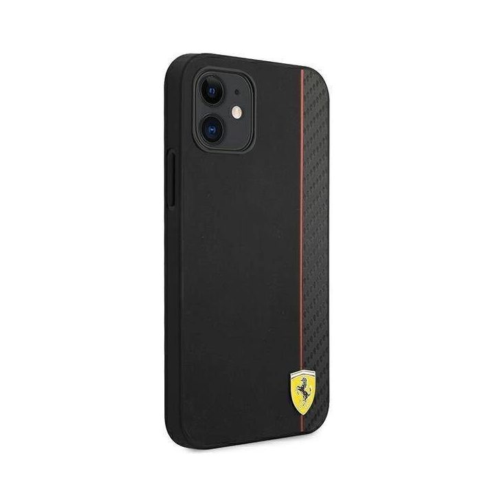 Ferrari FESAXHCP12SBK iPhone 12 mini 5.4 juodos/juodos spalvos deklas On Track Carbon Stripe