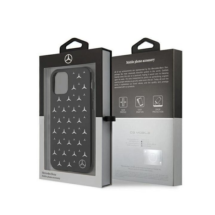 Mercedes MEHCN61ESPBK iPhone 11 6,1 / Xr juodas deklas Silver Stars Pattern