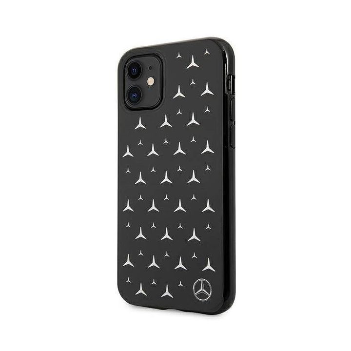 Mercedes MEHCN61ESPBK iPhone 11 6,1 / Xr juodas deklas Silver Stars Pattern