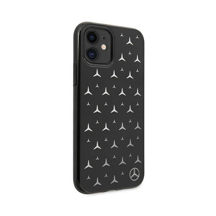 Mercedes MEHCN61ESPBK iPhone 11 6,1 / Xr juodas deklas Silver Stars Pattern