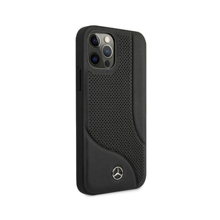 Mercedes MEHCP12LCDOBK iPhone 12 Pro Max 6,7 juodas/juodas deklas Odinis perforuotas plotas
