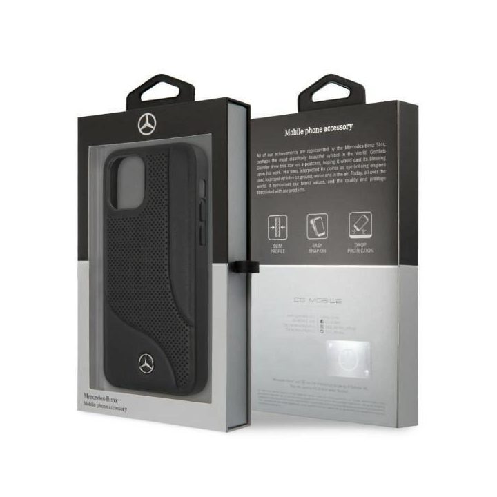 Mercedes MEHCP12LCDOBK iPhone 12 Pro Max 6,7 juodas/juodas deklas Odinis perforuotas plotas