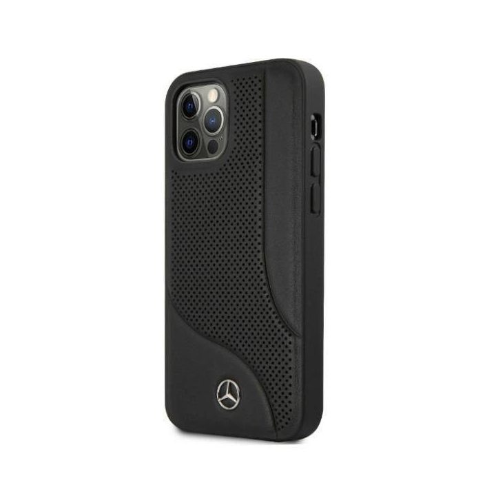 Mercedes MEHCP12LCDOBK iPhone 12 Pro Max 6,7 juodas/juodas deklas Odinis perforuotas plotas