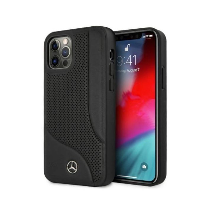 Mercedes MEHCP12LCDOBK iPhone 12 Pro Max 6,7 juodas/juodas deklas Odinis perforuotas plotas