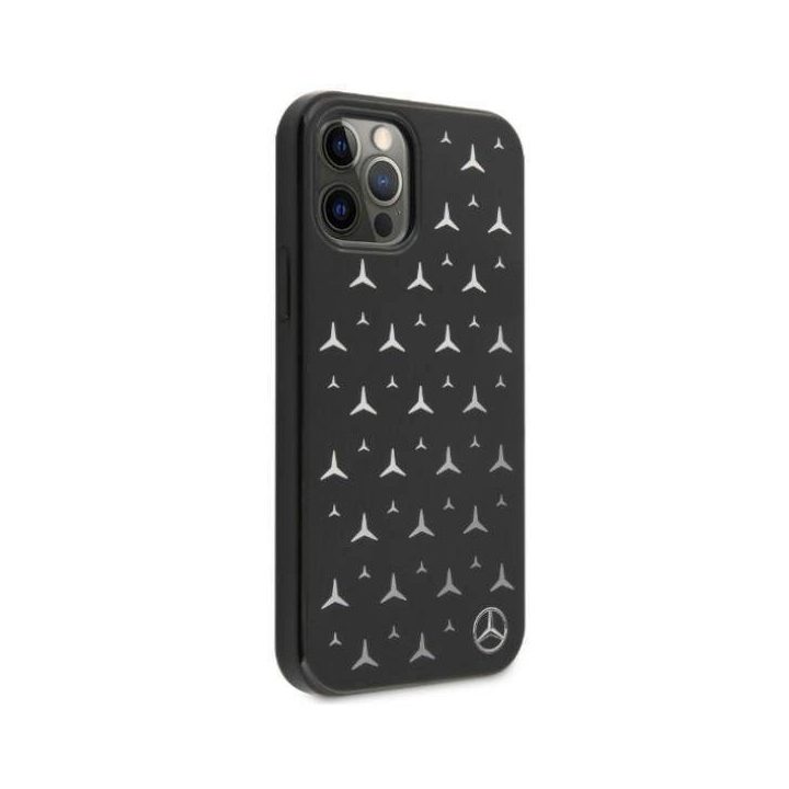 Mercedes MEHCP12LESPBK iPhone 12 Pro Max 6,7 juodas/juodas deklas Silver Stars Pattern