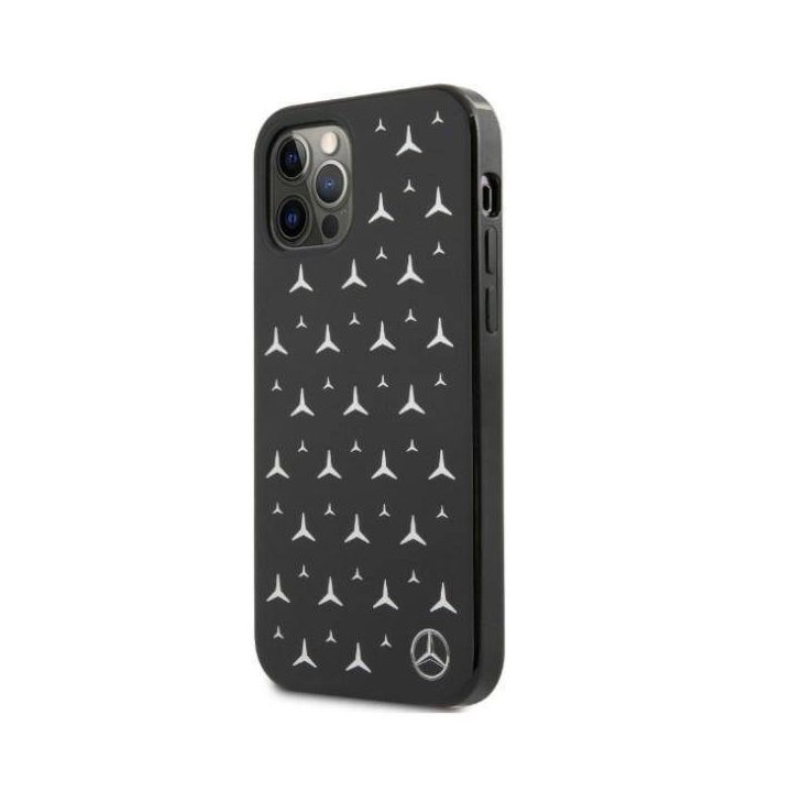 Mercedes MEHCP12LESPBK iPhone 12 Pro Max 6,7 juodas/juodas deklas Silver Stars Pattern