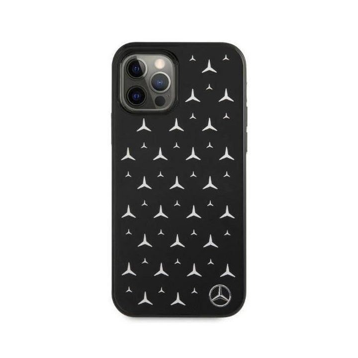 Mercedes MEHCP12LESPBK iPhone 12 Pro Max 6,7 juodas/juodas deklas Silver Stars Pattern