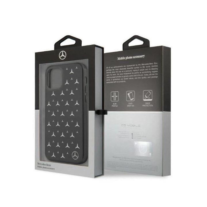 Mercedes MEHCP12LESPBK iPhone 12 Pro Max 6,7 juodas/juodas deklas Silver Stars Pattern