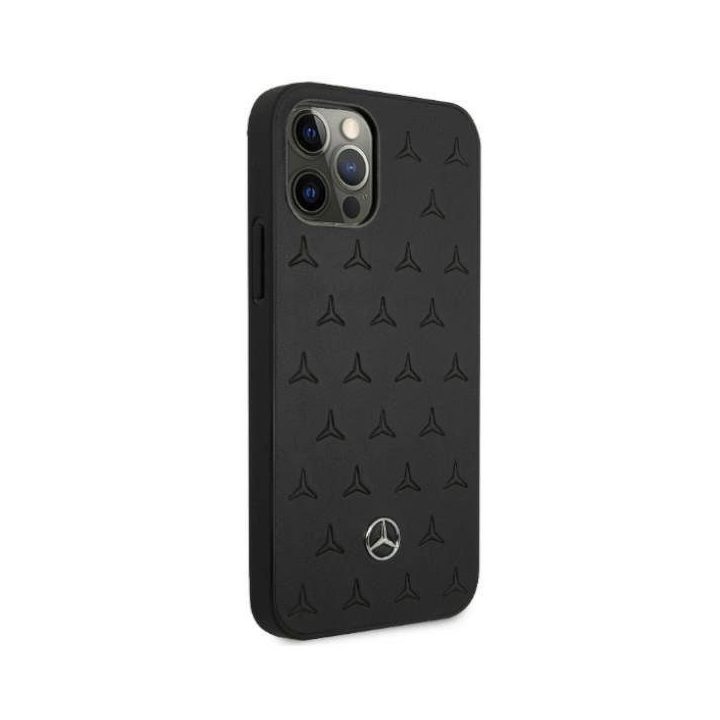 Mercedes MEHCP12LPSQBK iPhone 12 Pro Max 6,7 juodas/juodas deklas Odinis žvaigždžių raštas
