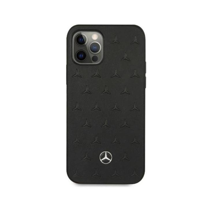Mercedes MEHCP12LPSQBK iPhone 12 Pro Max 6,7 juodas/juodas deklas Odinis žvaigždžių raštas