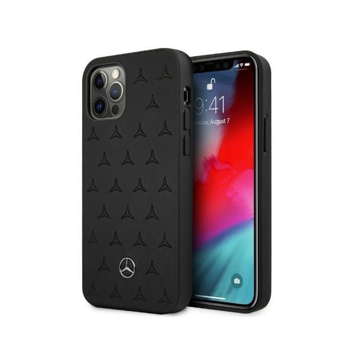 Mercedes MEHCP12LPSQBK iPhone 12 Pro Max 6,7 juodas/juodas deklas Odinis žvaigždžių raštas
