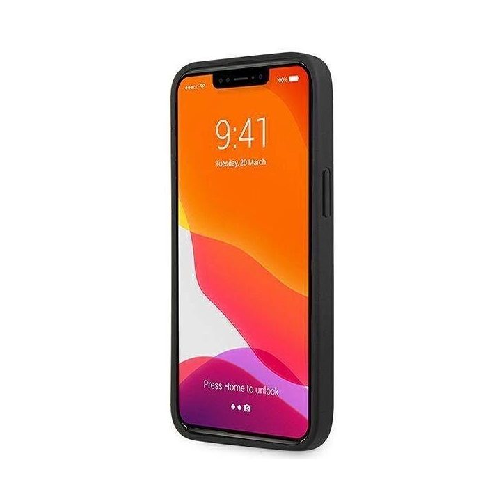 Guess GUHCP13L4GMGGR iPhone 13 Pro / 13 6.1 pilkos/pilkos spalvos deklas 4G su dideliu metaliniu logotipu