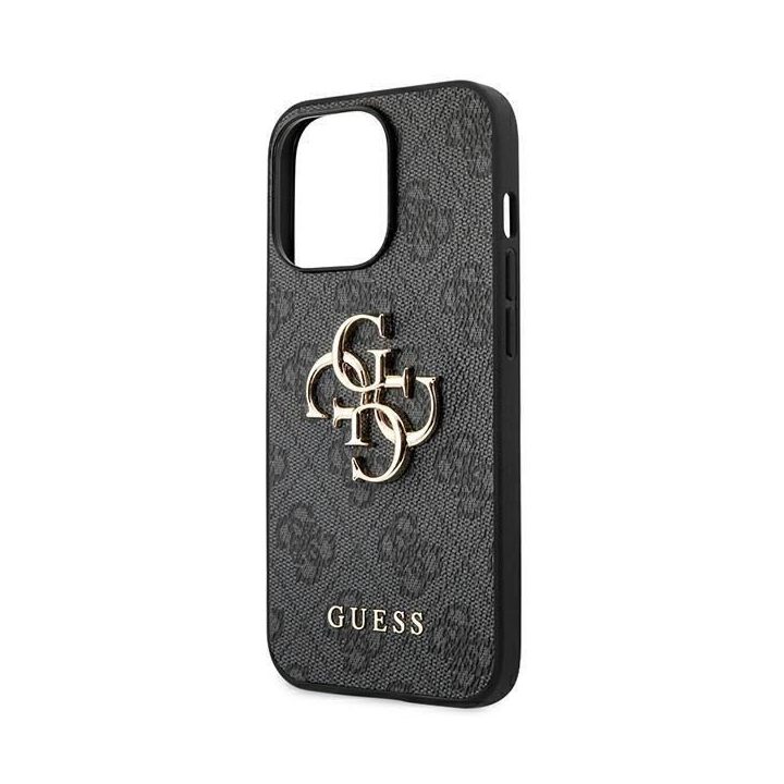Guess GUHCP13L4GMGGR iPhone 13 Pro / 13 6.1 pilkos/pilkos spalvos deklas 4G su dideliu metaliniu logotipu