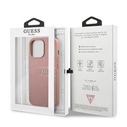 Guess GUHCP13XPSASBPI iPhone 13 Pro Max 6.7 rožinės/rožinės spalvos deklas Saffiano Stripe