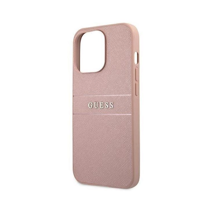Guess GUHCP13XPSASBPI iPhone 13 Pro Max 6.7 rožinės/rožinės spalvos deklas Saffiano Stripe