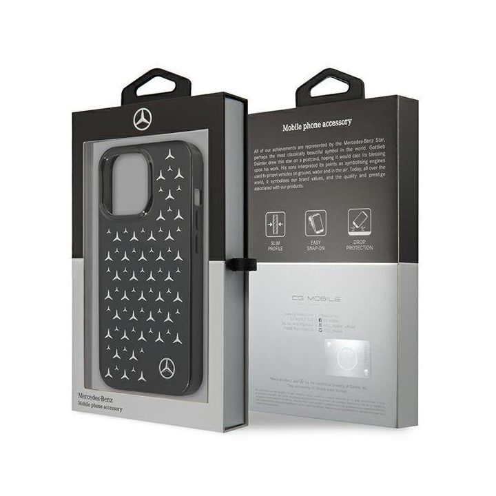 Mercedes MEHCP13LESPBK iPhone 13 Pro / 13 6,1 juodas/juodas deklas Silver Stars Pattern