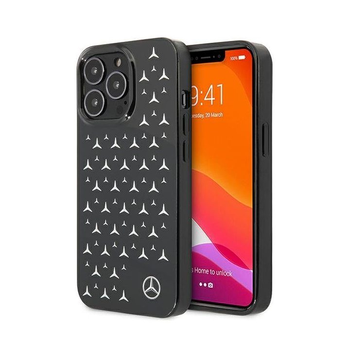 Mercedes MEHCP13LESPBK iPhone 13 Pro / 13 6,1 juodas/juodas deklas Silver Stars Pattern