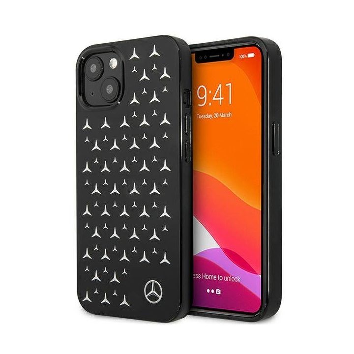 Mercedes MEHCP13SESPBK iPhone 13 mini 5,4 juodos/juodos spalvos deklas Silver Stars Pattern