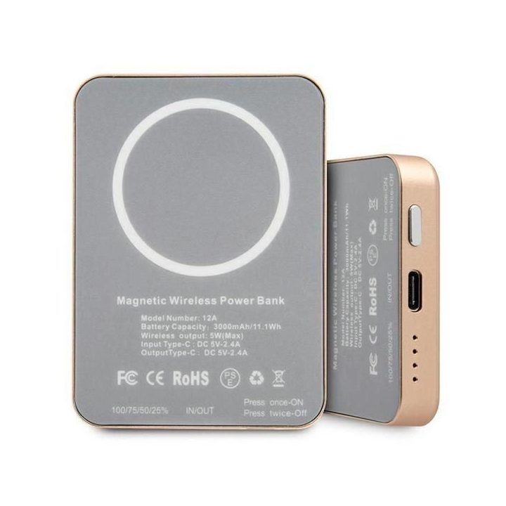Guess indukcinis maitinimo šaltinis 5W GUPBMSVSLG 3000mAh aukso/aukso spalvos MagSafe