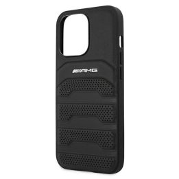 AMG AMHCP13LGSEBK iPhone 13 Pro / 13 6,1 juodas/juodas deklas odinis su įspaustomis linijomis