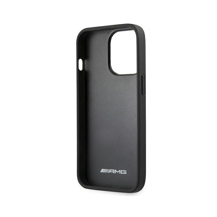 AMG AMHCP13LGSEBK iPhone 13 Pro / 13 6,1 juodas/juodas deklas odinis su įspaustomis linijomis