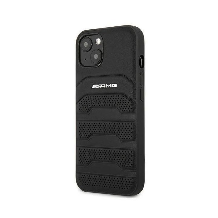 AMG AMHCP13SGSEBK iPhone 13 mini 5,4 juodas/juodas deklas odinis su įspaustomis linijomis