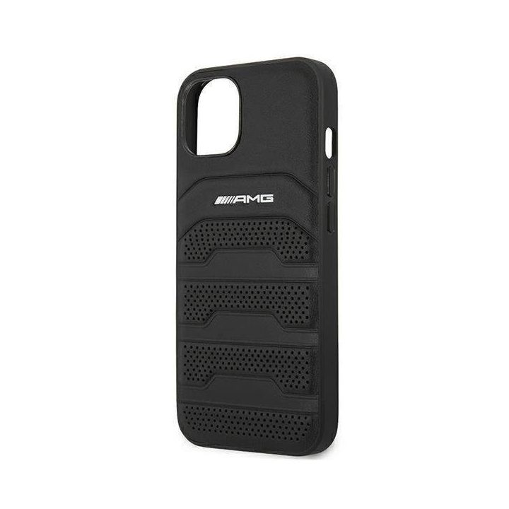 AMG AMHCP13SGSEBK iPhone 13 mini 5,4 juodas/juodas deklas odinis su įspaustomis linijomis
