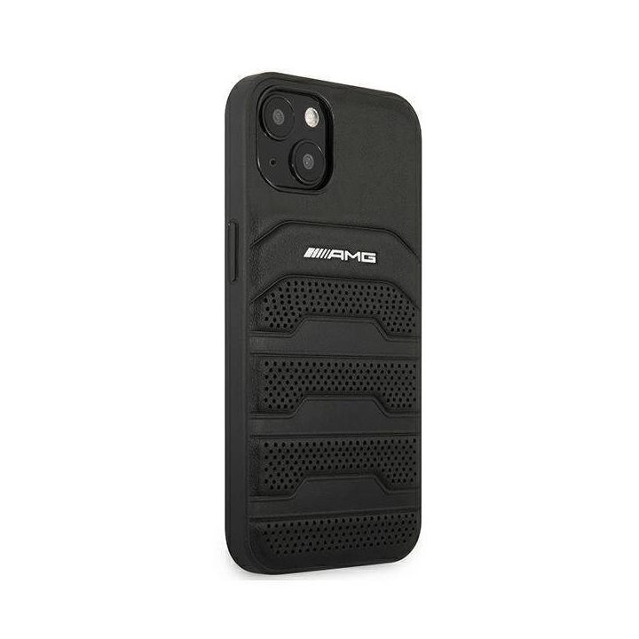 AMG AMHCP13SGSEBK iPhone 13 mini 5,4 juodas/juodas deklas odinis su įspaustomis linijomis